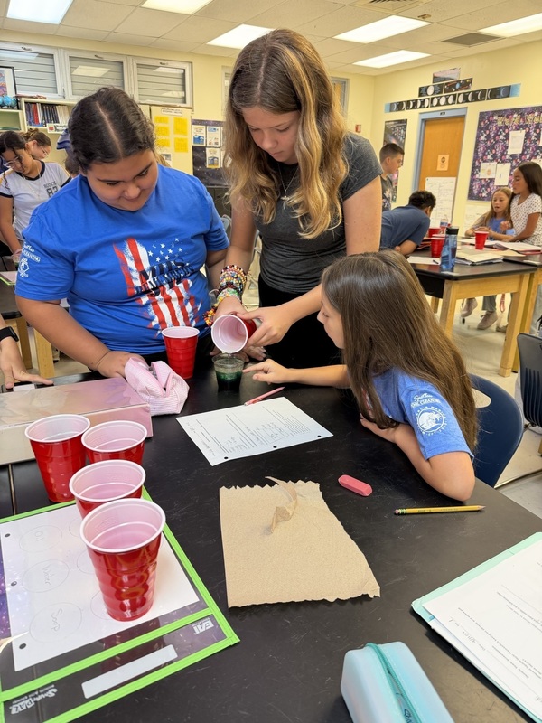 students doing science experiment