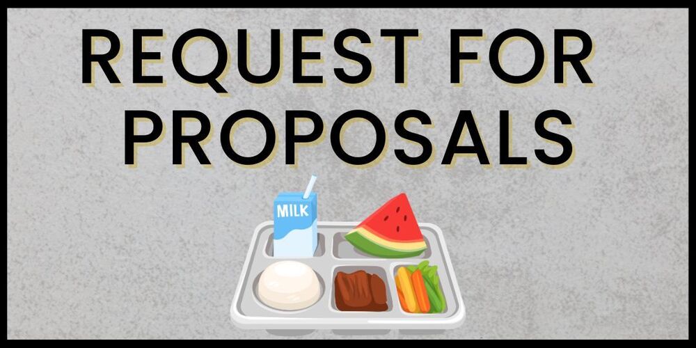 request for proposals on gray background with lunch tray