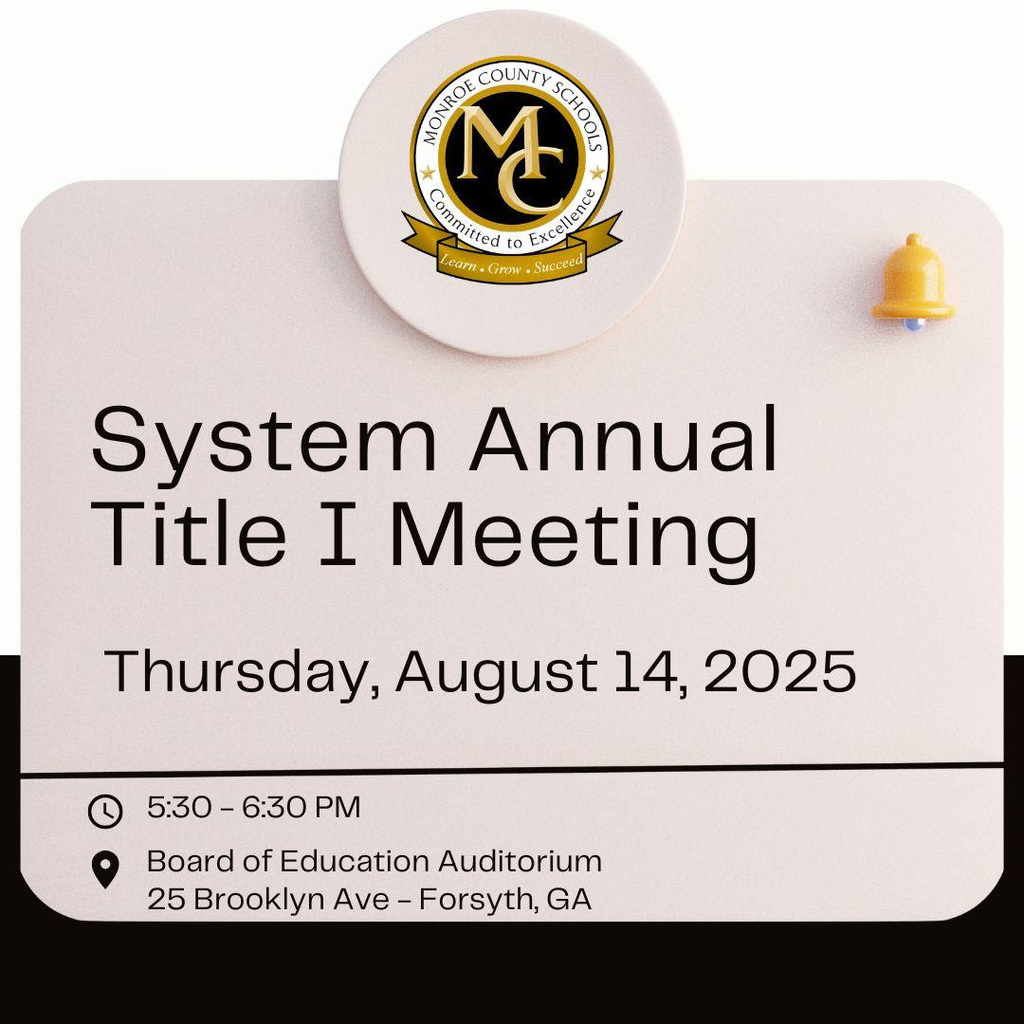 We’d love for you to join us! 🌟   Our Annual Title I Meeting will be held on Thursday, August 14, 2025, at 5:30 p.m. in the Board of Education Auditorium. This is a wonderful chance to connect, learn more about our school’s programs, and see how we can work together to support student success. We look forward to seeing you there!