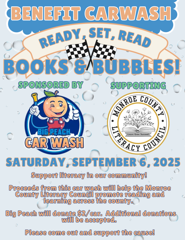 Books and Bubbles Car Wash Saturday, September 6, 2025