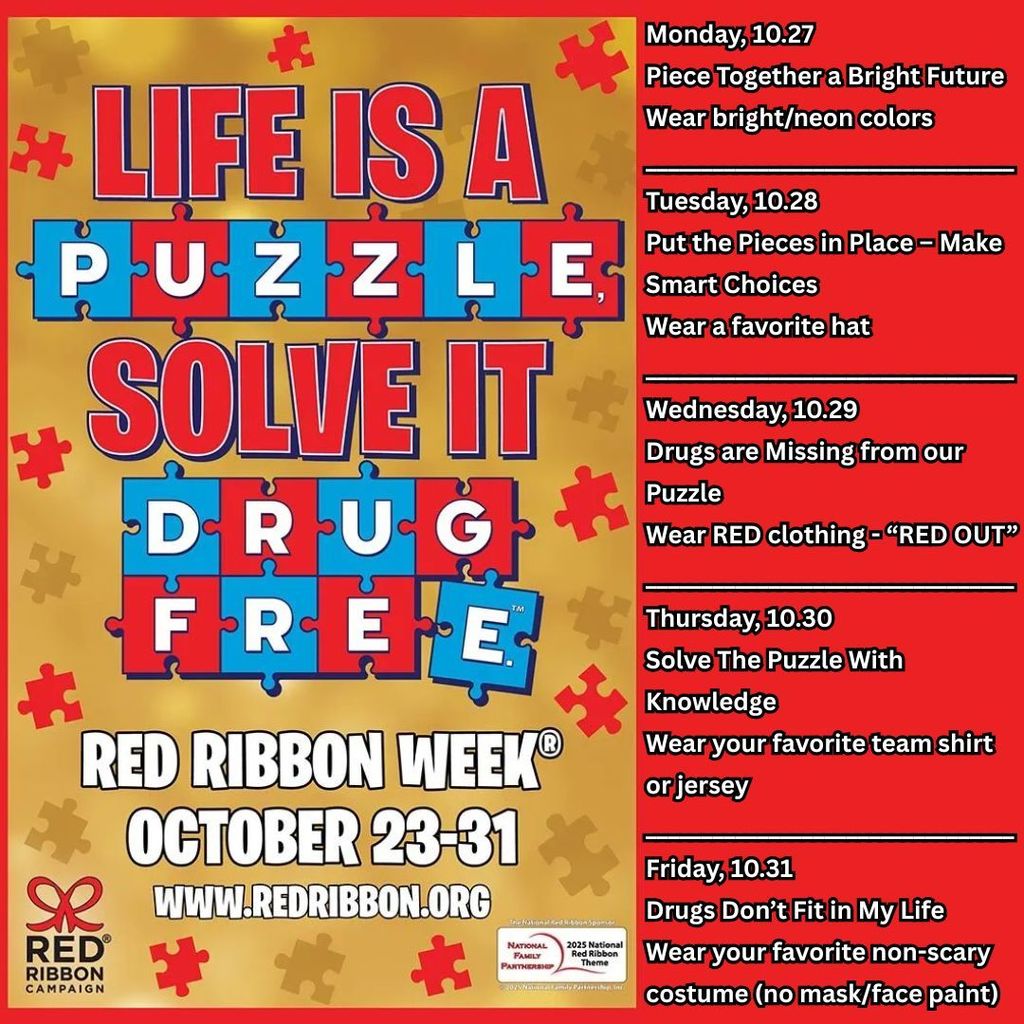 Red ribbon week 2025 TGS - life is a puzzle - solve it drug free -