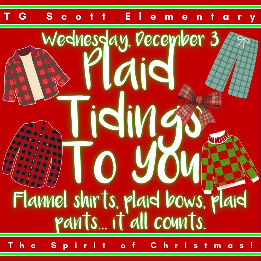 wednesday dec 3 - plaid tidings to you - flannel shirts plaid bows plaid pants - it all counts