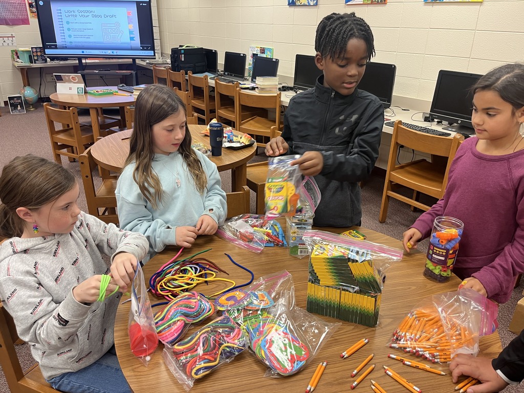 HES Club Tome students working on Writing Readiness Bags for PreK