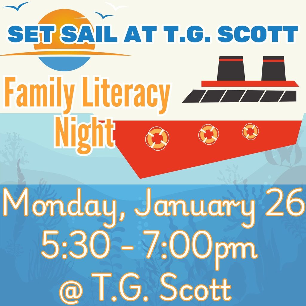 set sail at TGS family literacy Night jan 26 530-7 at TGS