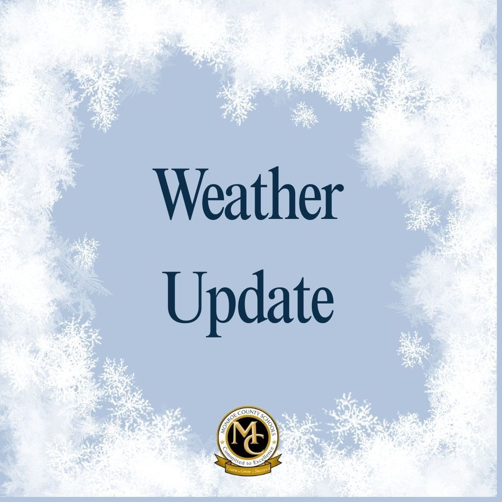 weather update with icy background and mcs logo 