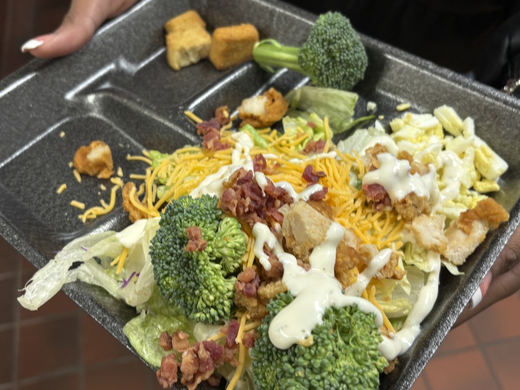 salad on tray