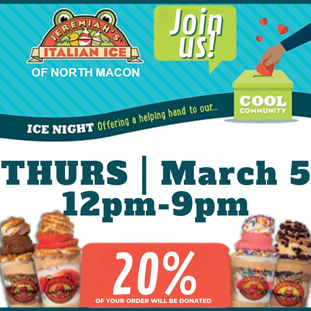 Jeremiahs - join us THURS March 5 12pm-9pm 20 percent OF YOUR ORDER WILL BE DONATED