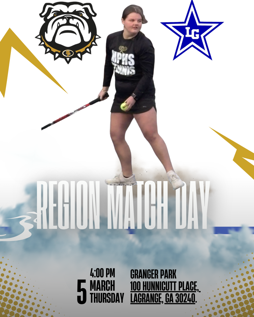 No trouble when there's double! MP travels to LaGrange to take on the Grangers at 4:00 PM, while the MCMS Bulldogs defend the Dog Pound against the Gryphons from ACE. Ball meets racket at 4:00 PM, as well.  Thanks, as always, to our lovely sponsors! We appreciate you each and every day of the season!  GO DOGS!
