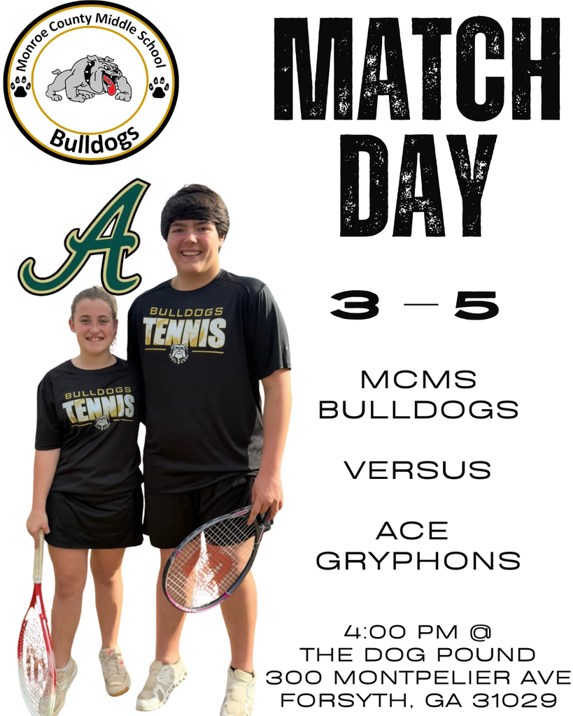 No trouble when there's double! MP travels to LaGrange to take on the Grangers at 4:00 PM, while the MCMS Bulldogs defend the Dog Pound against the Gryphons from ACE. Ball meets racket at 4:00 PM, as well.  Thanks, as always, to our lovely sponsors! We appreciate you each and every day of the season!  GO DOGS!