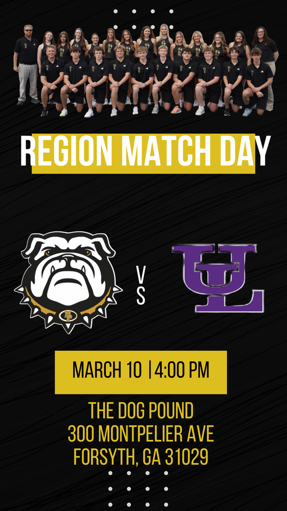 Region match against Upson-Lee at home today! Thank you to our wonderful sponsors and come out to support the tennis team! GO DOGS!