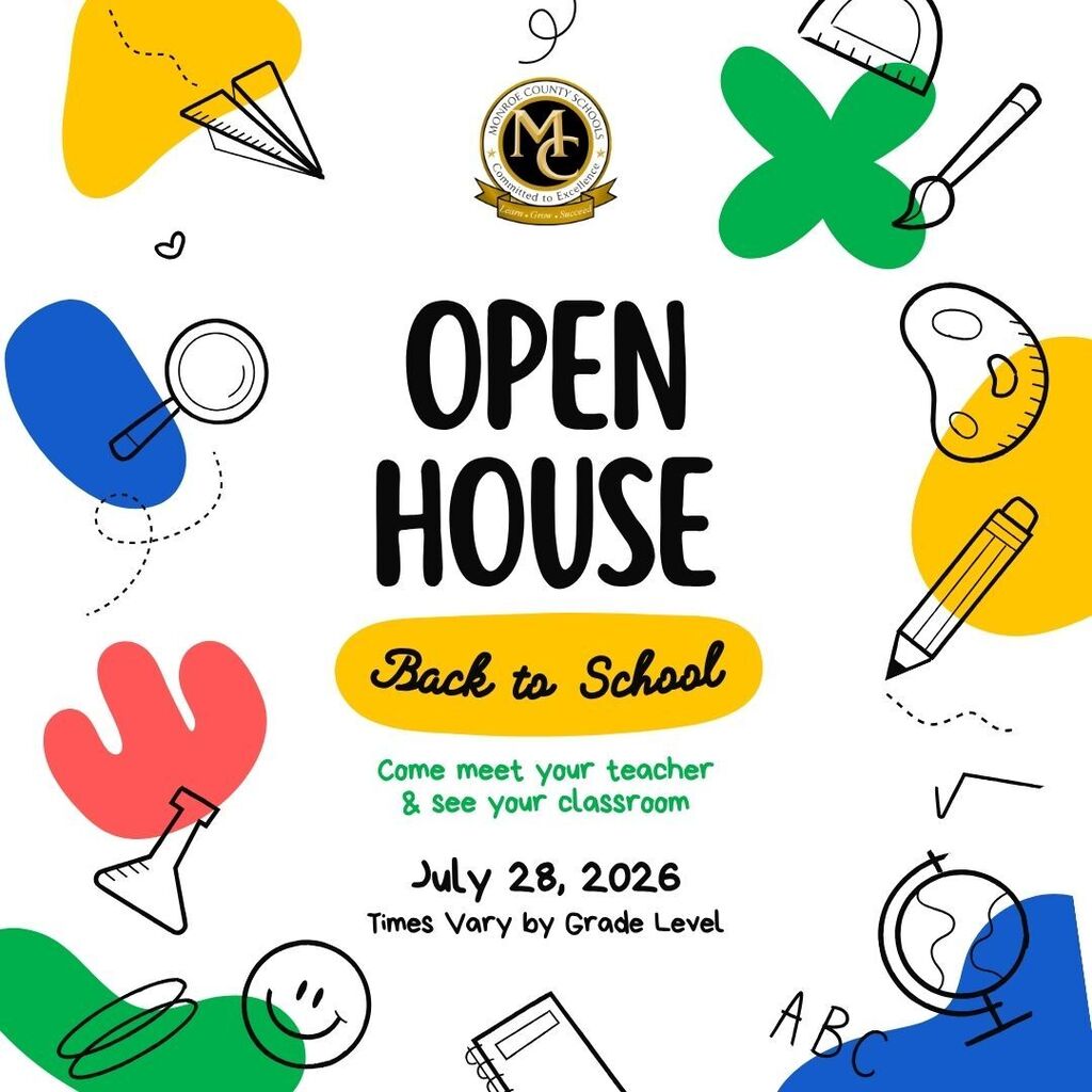 open house at all campuses on Tuesday, July 28.  Times vary by grade level.