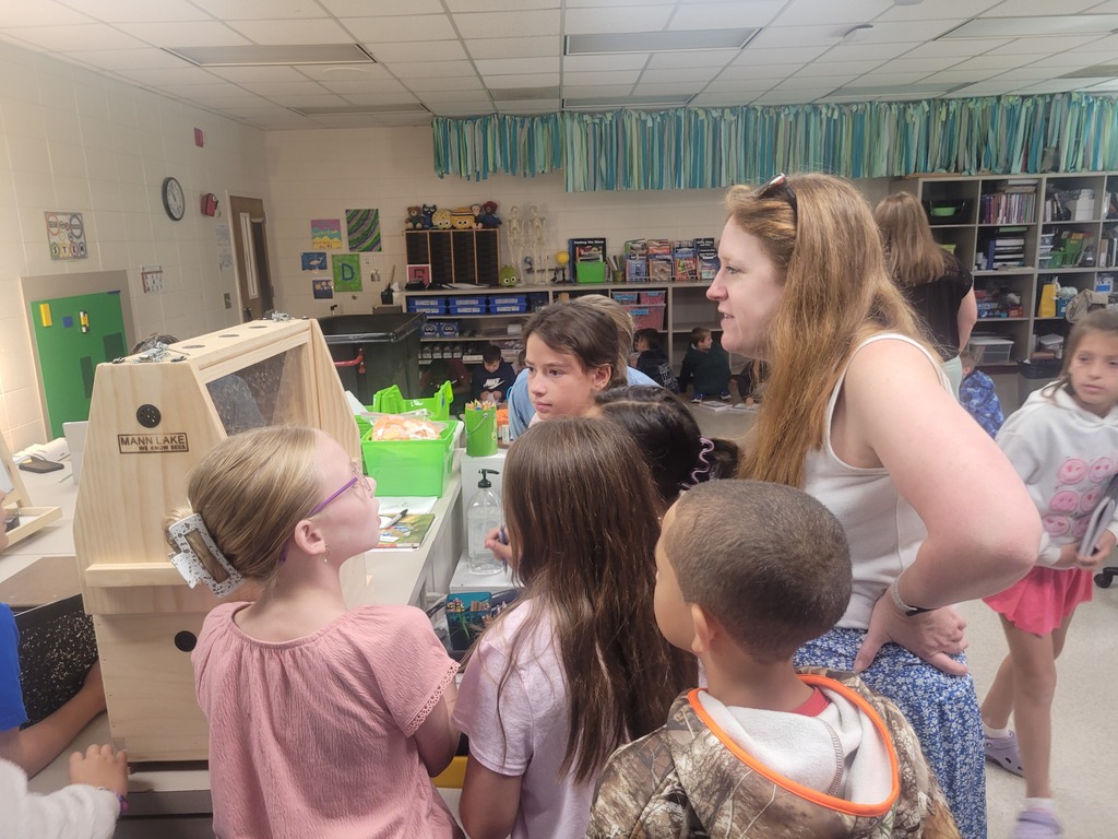 Mrs. Davis teaching students about bees.