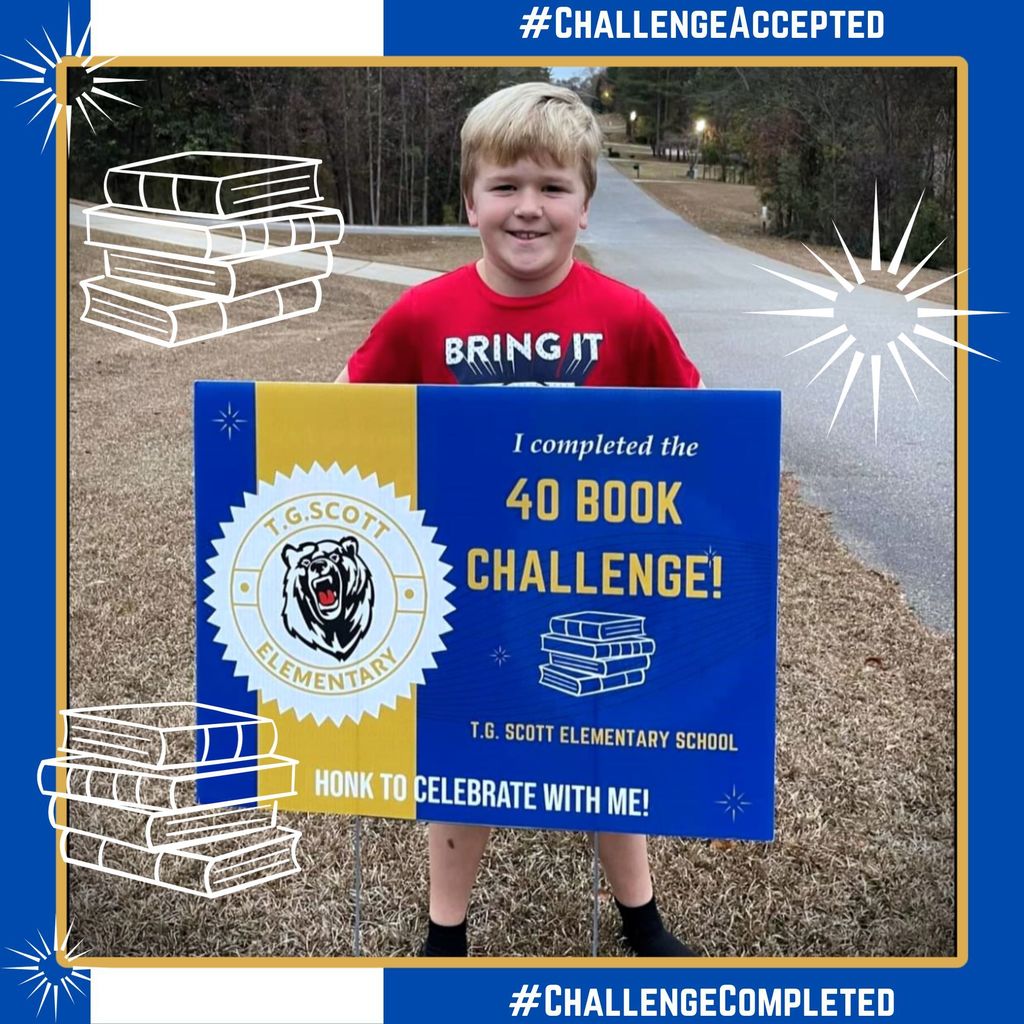 40 book challenge sign - challenge accepted - challenge completed