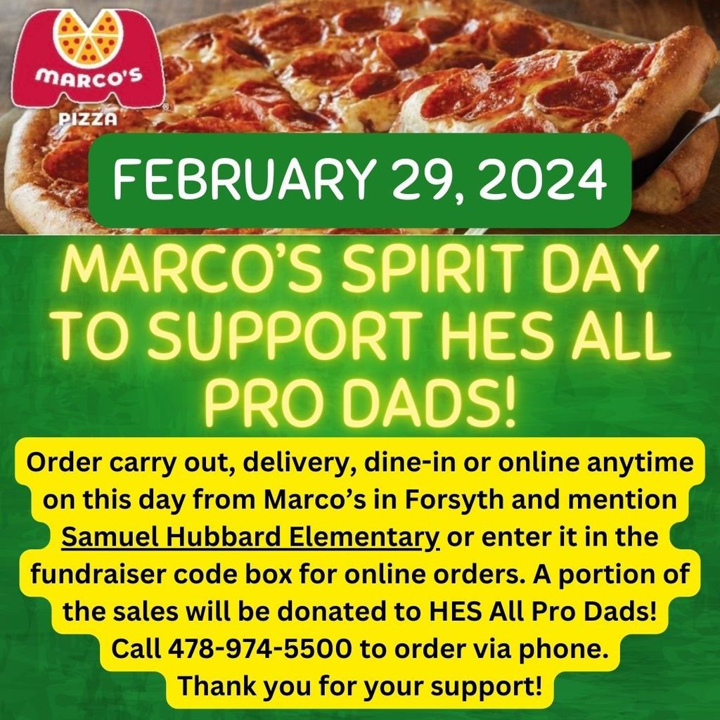 Marco's Spirit Day for HES All Pro Dads is TODAY!