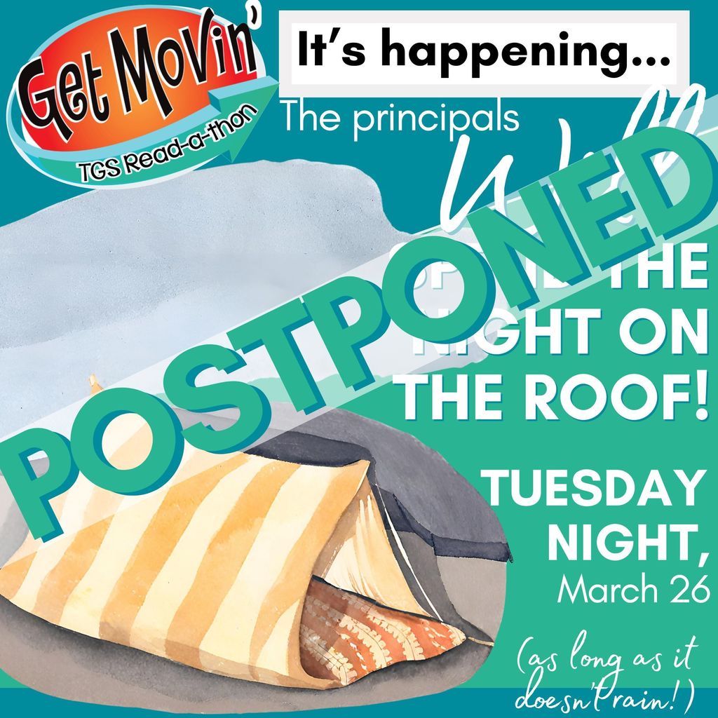 postponed - it's happening - the principals will SPEND THE NIGHT ON THE ROOF - tues night march 26 - as long as it doesn't rain
