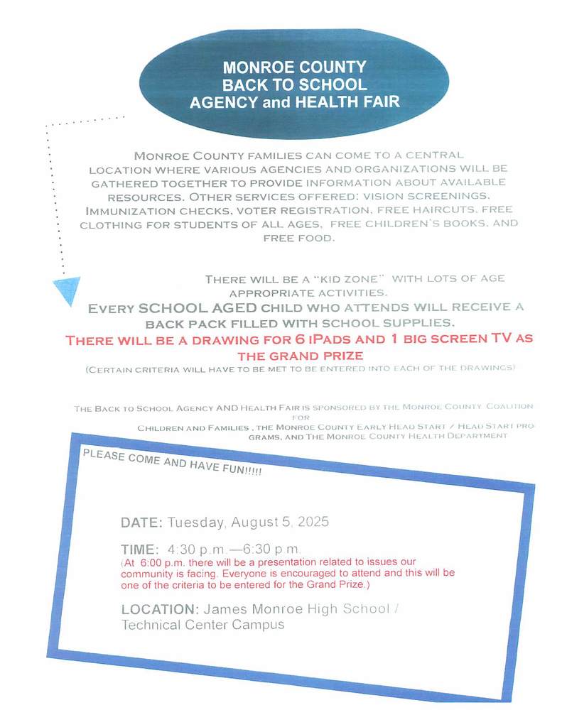 Monroe County Back to School and Health Fair