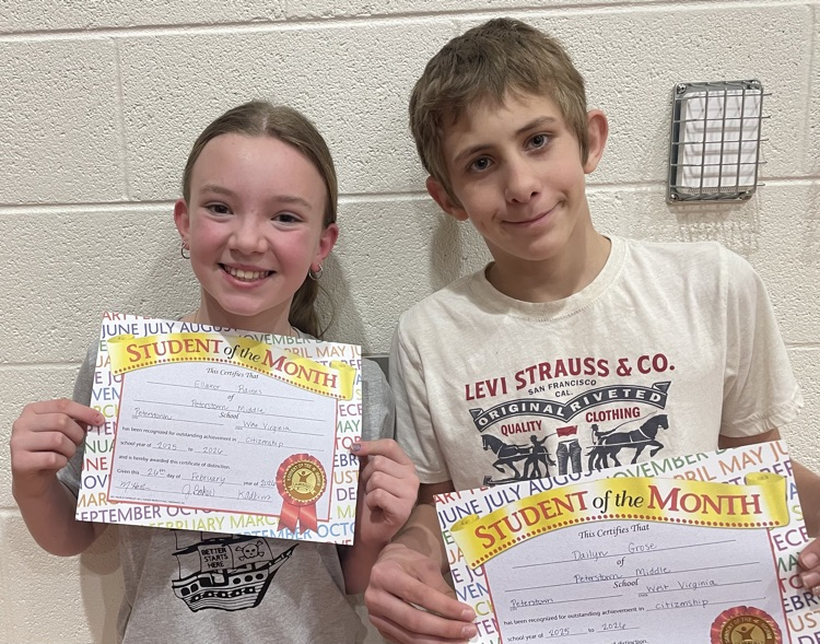 5th Grade Students of the Month for Peterstown Middle School
