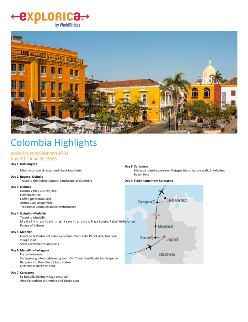 Colombia Highlights Flyer 2026