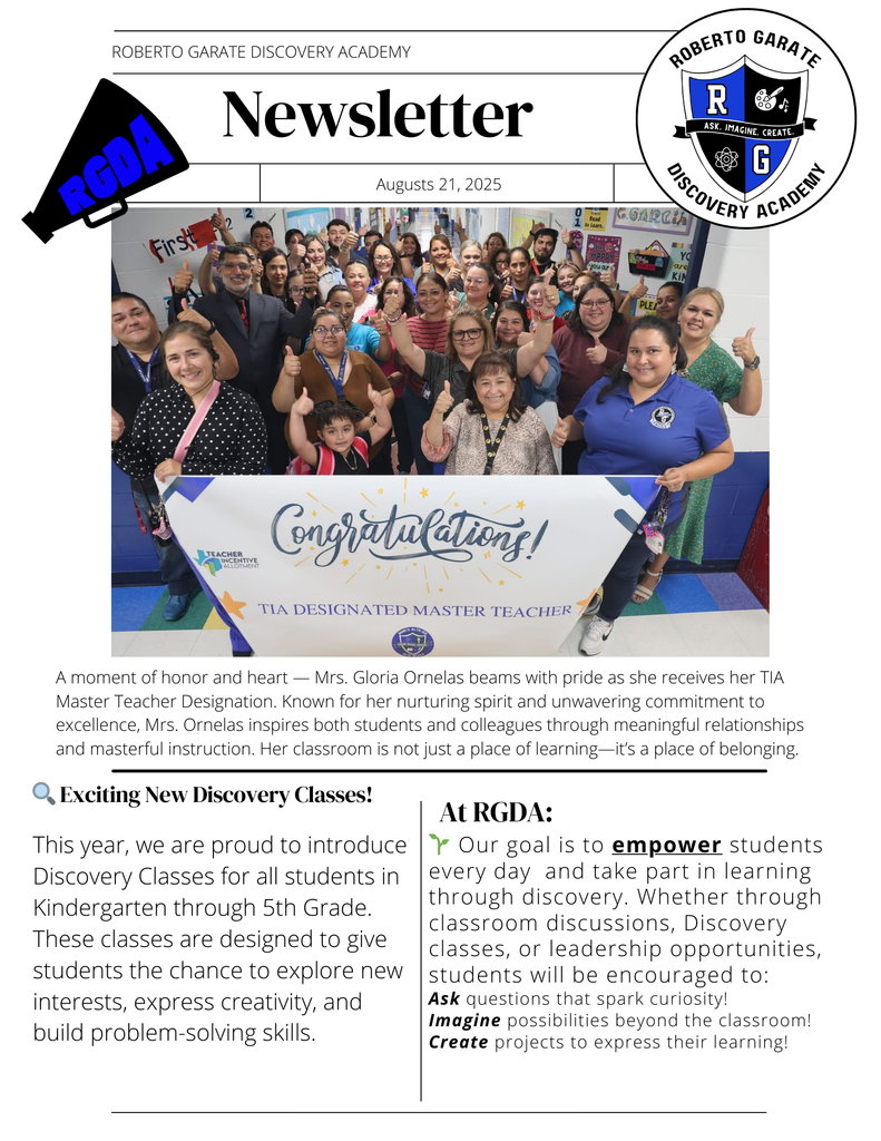 RGDA Week 1 Newsletter