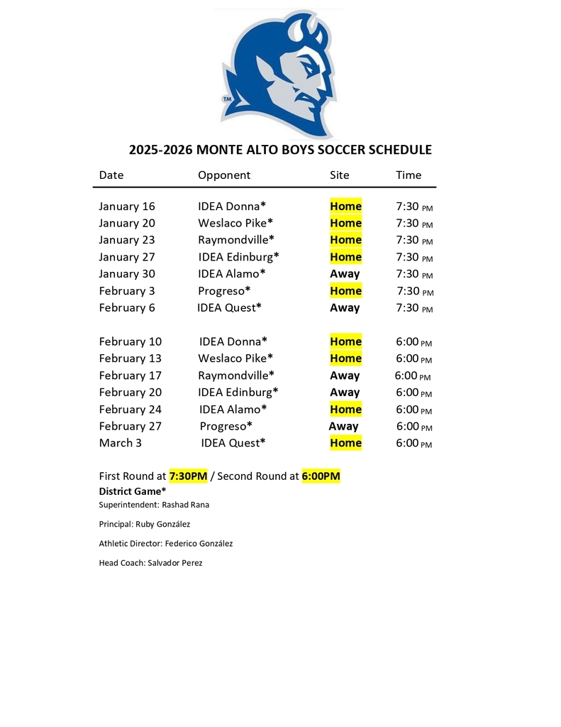 Boys Schedule