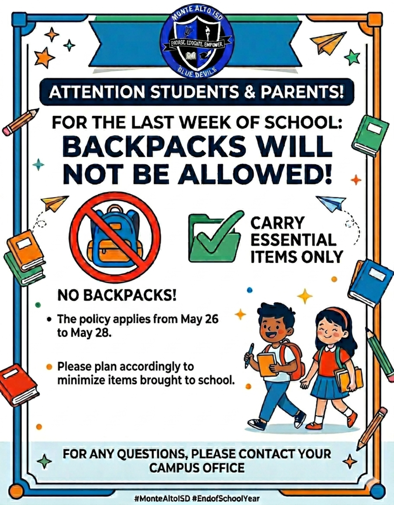 no backpacks