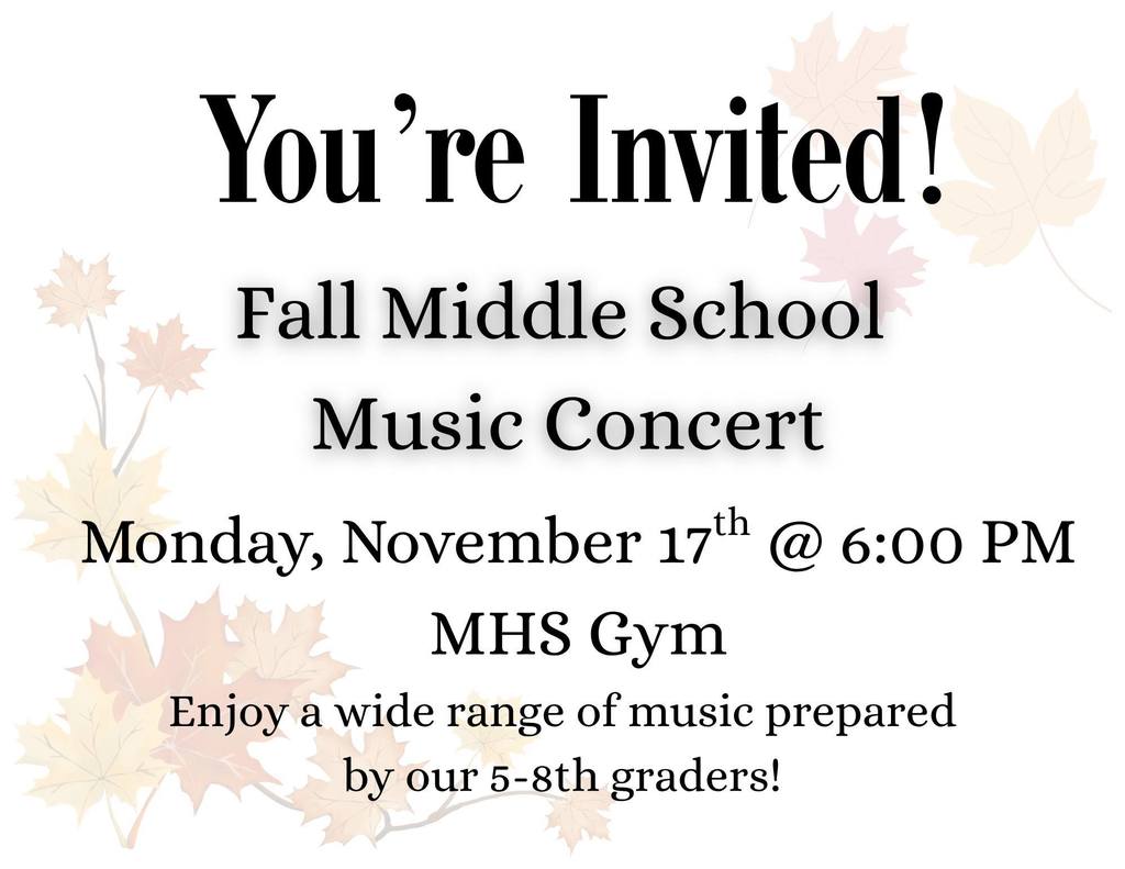 Middle School Music Concert Invite