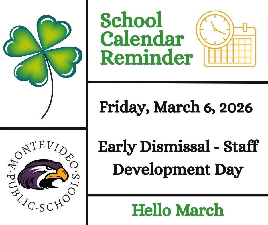 School Calendar Reminder - Early Dismissal Day March 6th