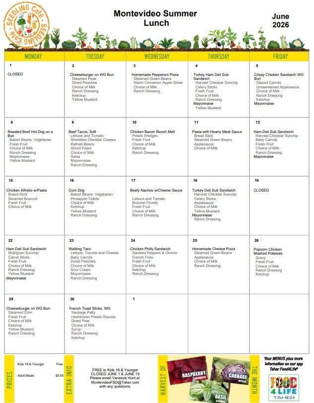 June Lunch Menu