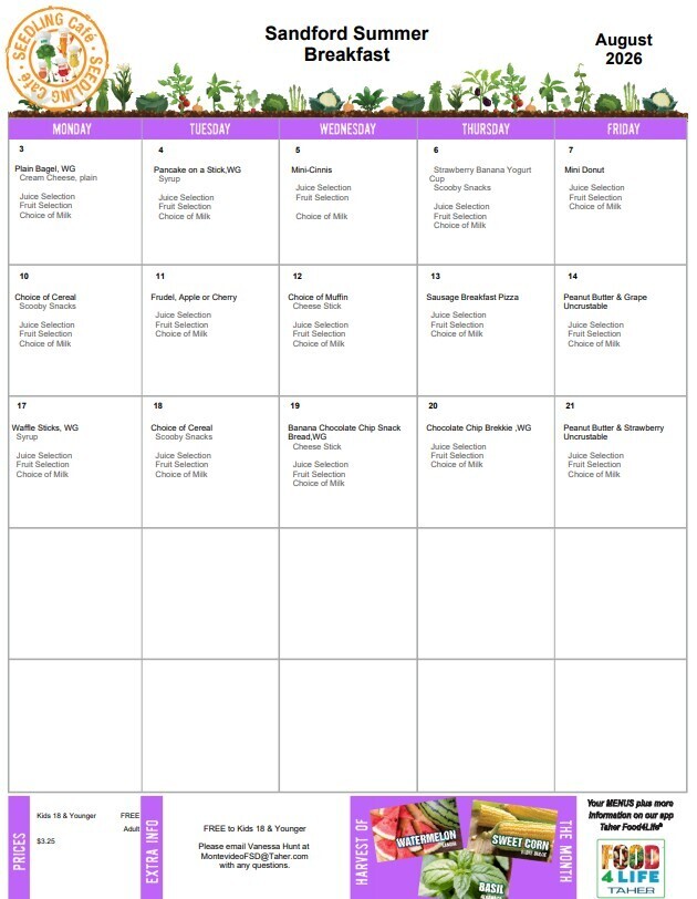 August Breakfast Menu