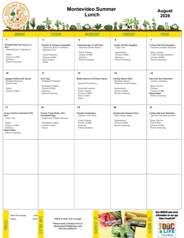 August Lunch Menu