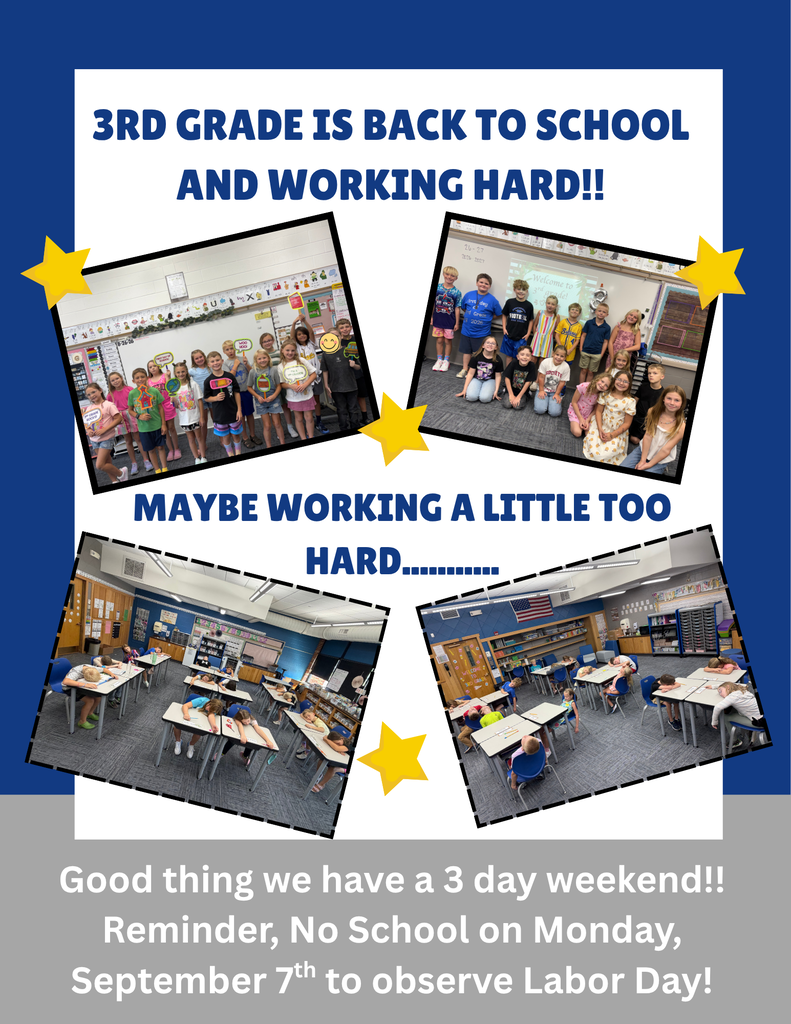 No School on Monday, September 7th for observance of Labor Day. 