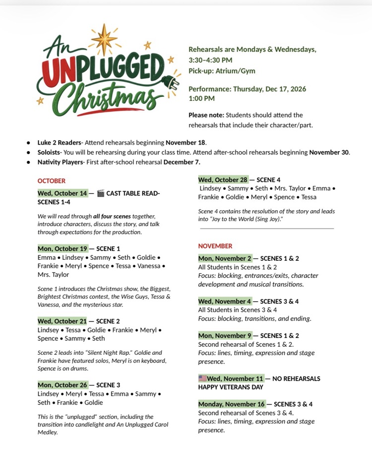 Rehearsal Schedule 