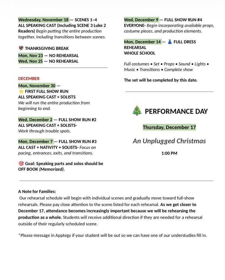 Rehearsal Schedule 