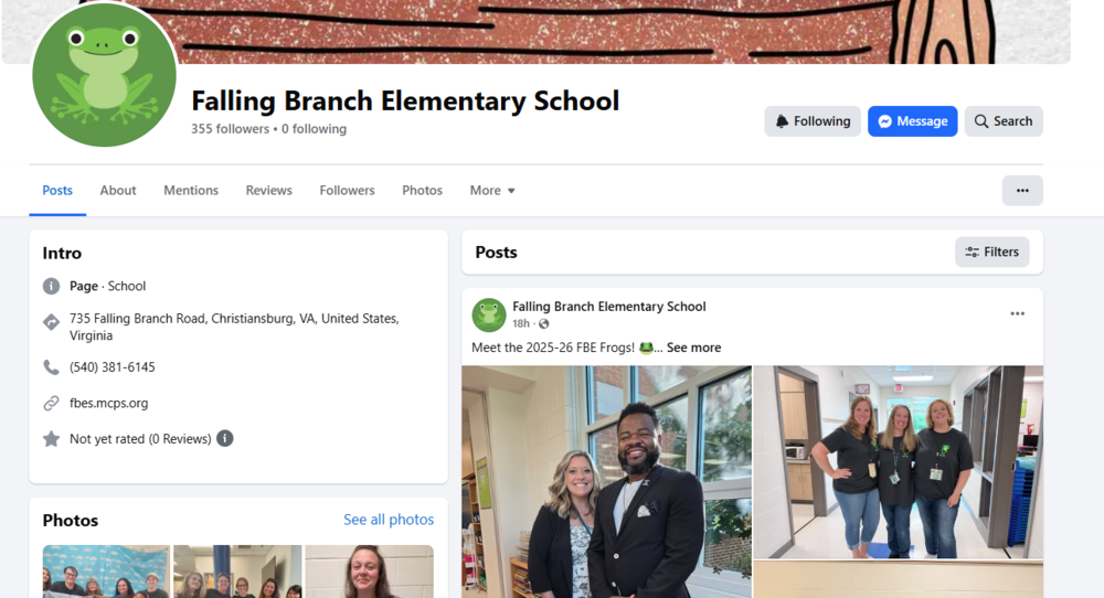 facebook header for Falling Branch Elementary School