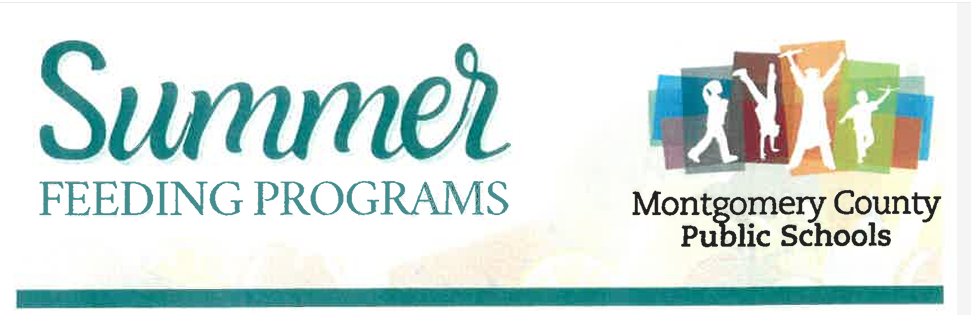 The words "summer feeding program, Montgomery County Public Schools"