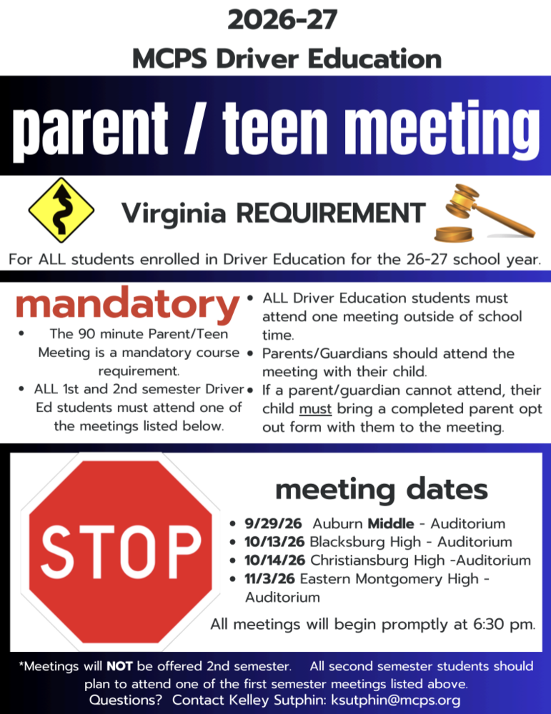 Mandatory Parent & Teen Driver's Ed Meeting
