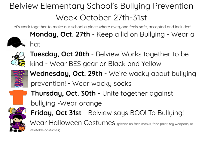 Description of dress up days for 10/27/25 through 10/31/25 as listed in article.