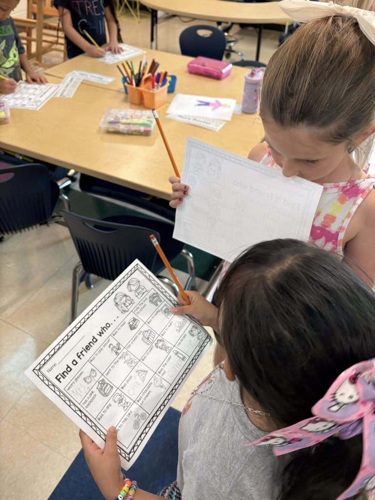 students playing getting to know you bingo