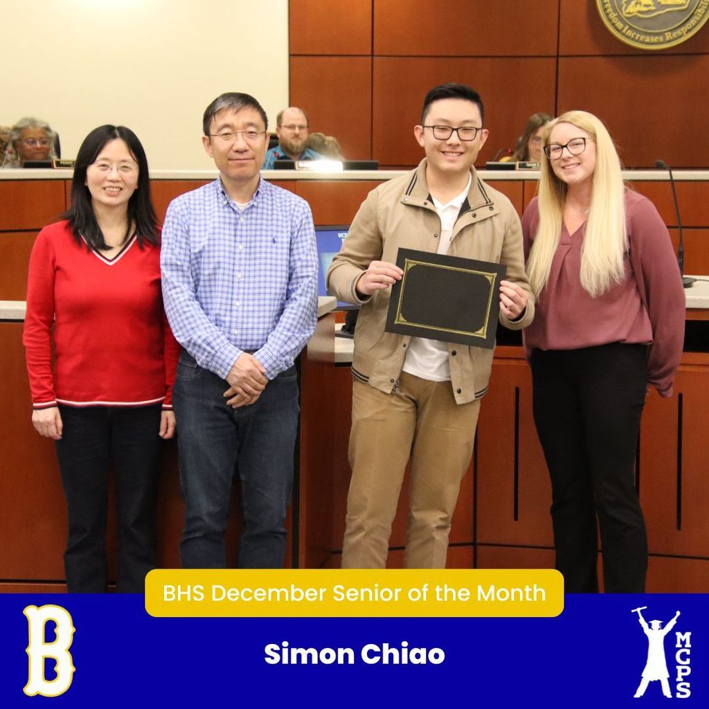 BHS Senior of the Month Simon Chiao