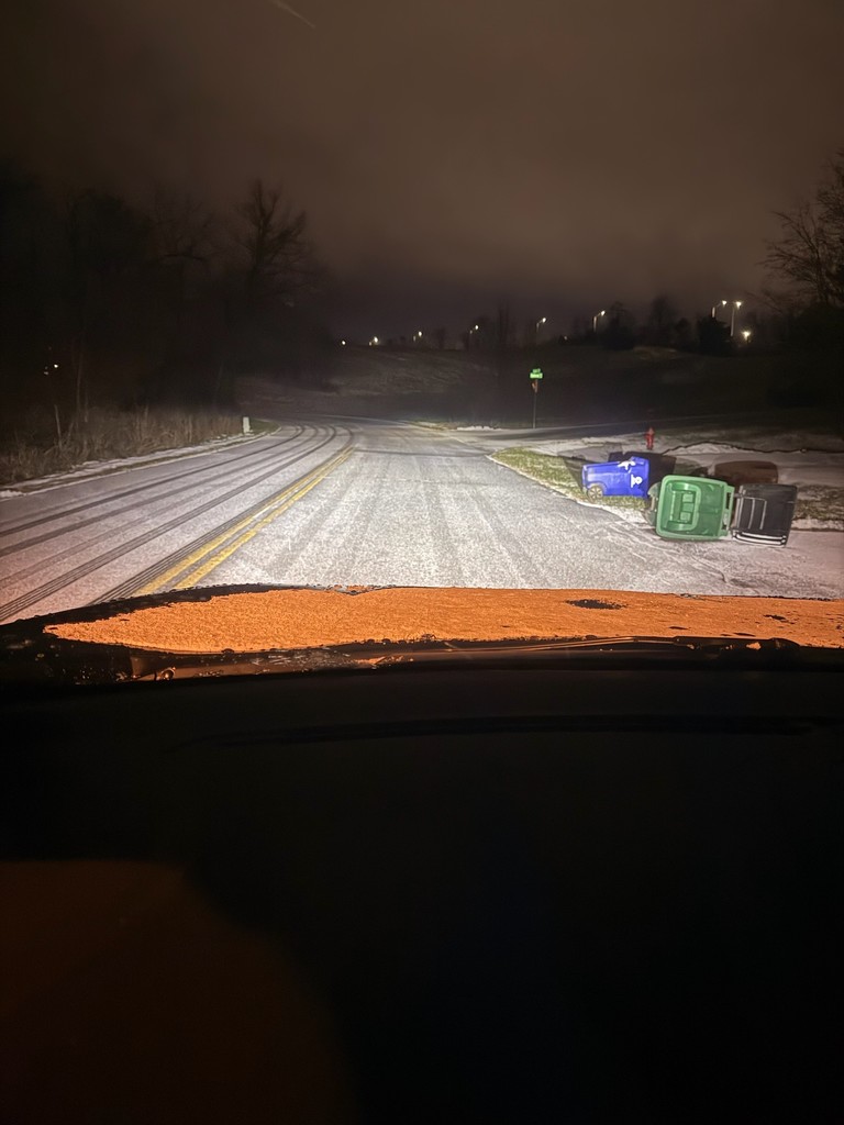 Photo of icy road in Christiansburg. 