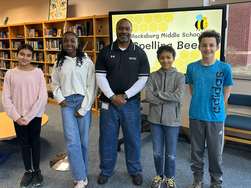 Spelling Bee finalists with Dr J