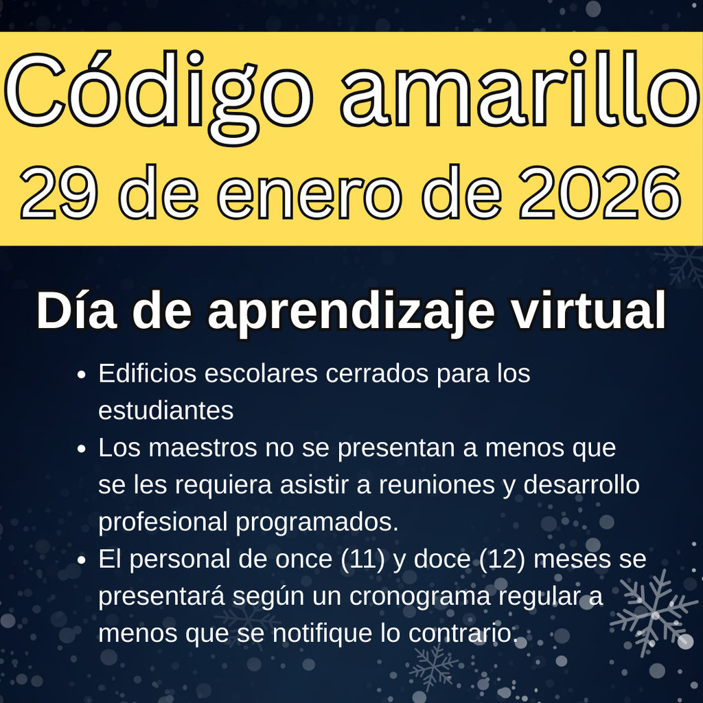 Code Yellow Jan. 29 -Virtual Learning Day. 