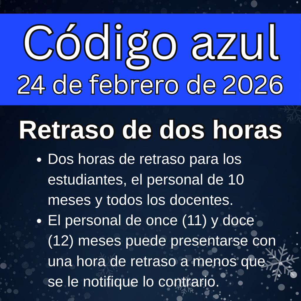 Code Blue Feb. 24 two hour delay