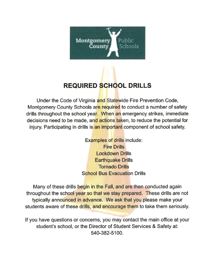 School Safety Drill info