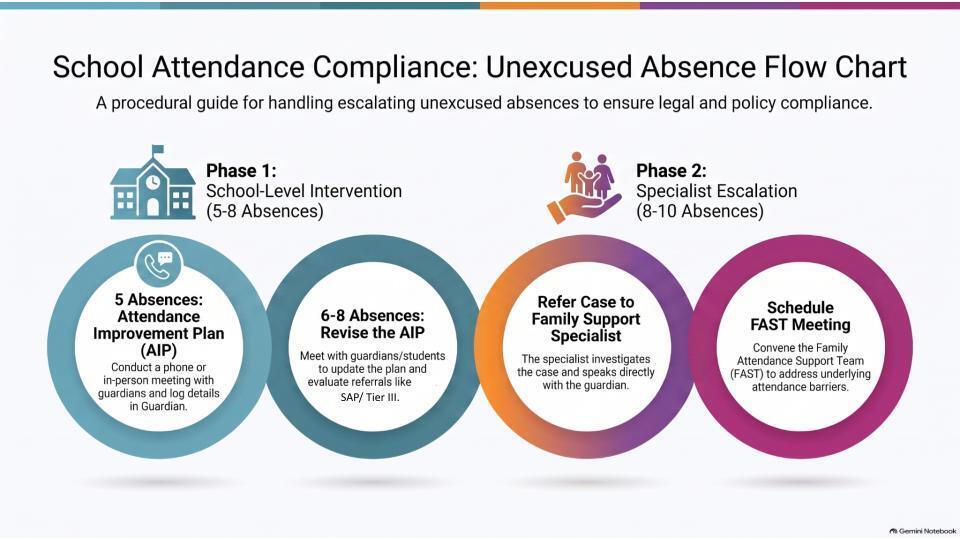 School Attendance Compliance: Unexcused Absence Flow Chart