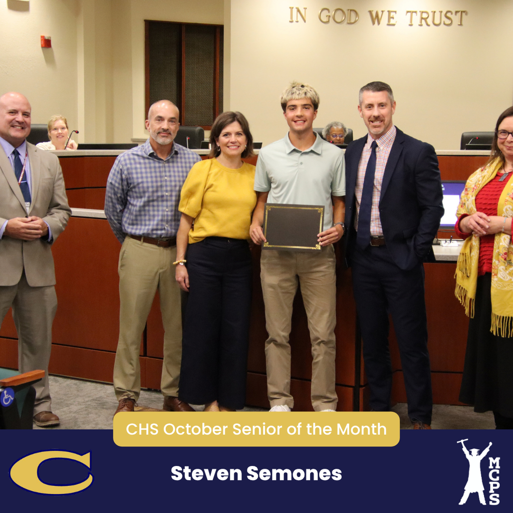 CHS October Senior of the Month award presentation for Steven Semones.