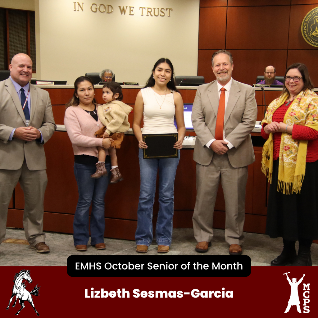 EMHS October Senior of the Month award presentation for Lizbeth Sesmas-Garcia.