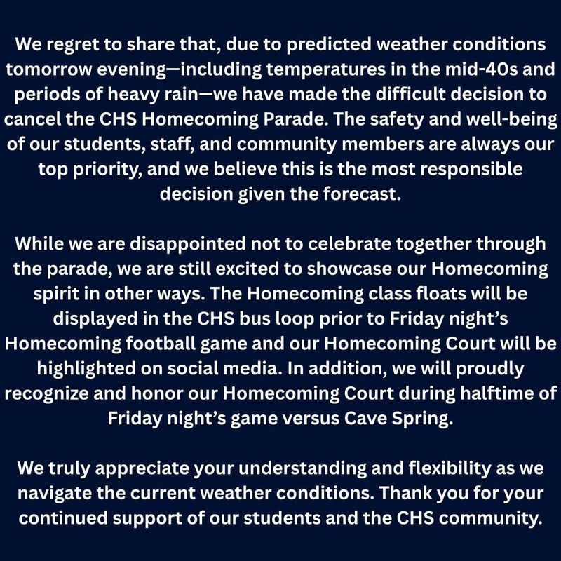 Homecoming Parade - UPDATE