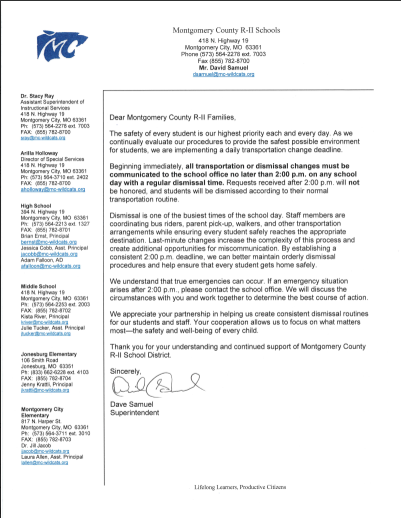 transportation letter