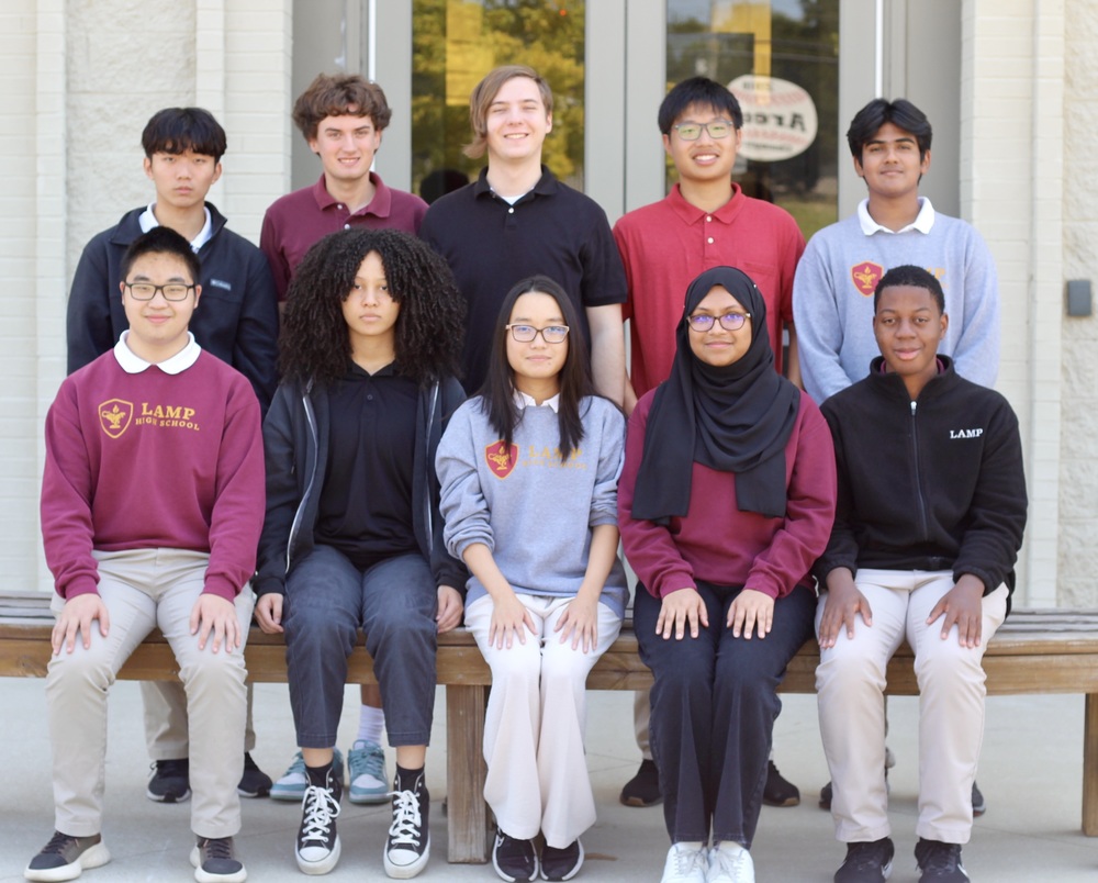 (Back Row) Daniel D. Kim, Pearson Colee, Joshua Dryjanski, Evan Zhao, Jatin Banna; (Front Row) Jerry Chen, Layla Smith, Ariel Shin, Raima Jerin, and Carson Washington (Ava Ellis, not pictured)